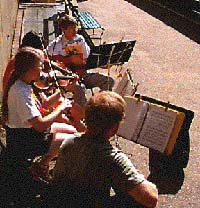 Band on station platform